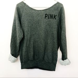 Slouchy Off The Shoulder PINK Crewneck Sweatshirt